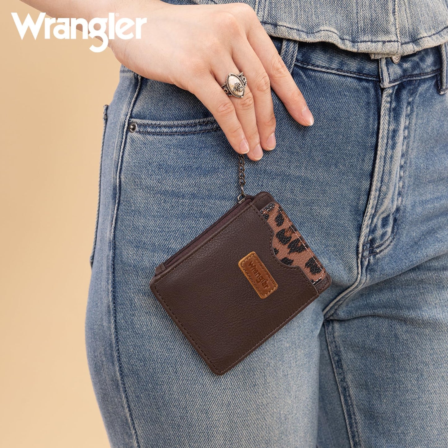 Montana West X Wrangler Small Keychain Card Holder for Women Minimalist Thin Pocket Wallet Slim Mini Rfid Card Cases with Detachable Ultra Card Holder WG366-W118CF