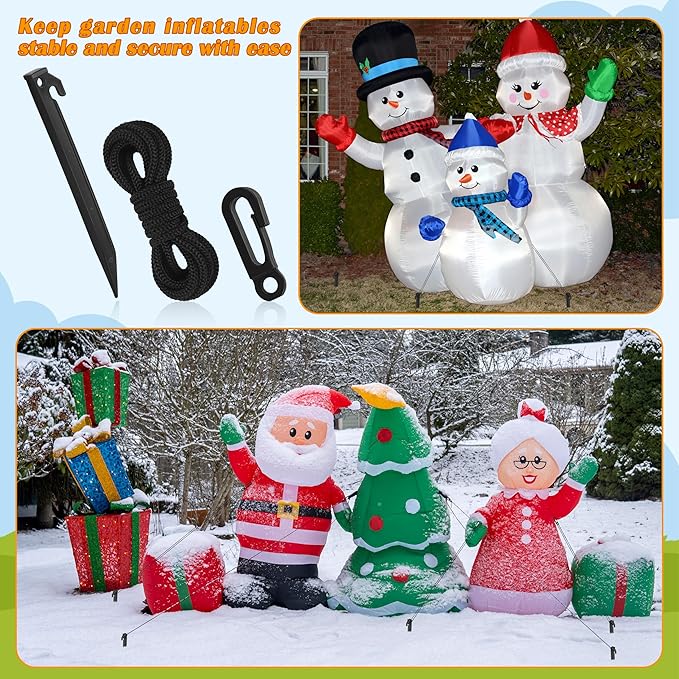 Aodaer 36 Pieces Plastic Inflatable Stakes Set Heavy Duty Halloween Christmas Yard Stake with Ropes and Hooks Anchoring Ground Stake for Xmas Garden Inflatables Accessories, Black