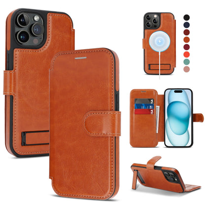 CIVICASE for iPhone 15 Pro Max Wallet Case with Stand,PU Leather Flip Credit Card Holder Slots (RFID Blocking),Compatible with Magsafe Magnetic Holder Phone Cover Women Men,Brown