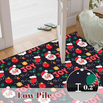 3' X 5' Christmas Rug Indoor Xmas Door Mat Washable Non Slip for Bedroom Living Room Entryway Laundry Classroom Santa Claus Throw Rug for Kids Boys Girls Cute
