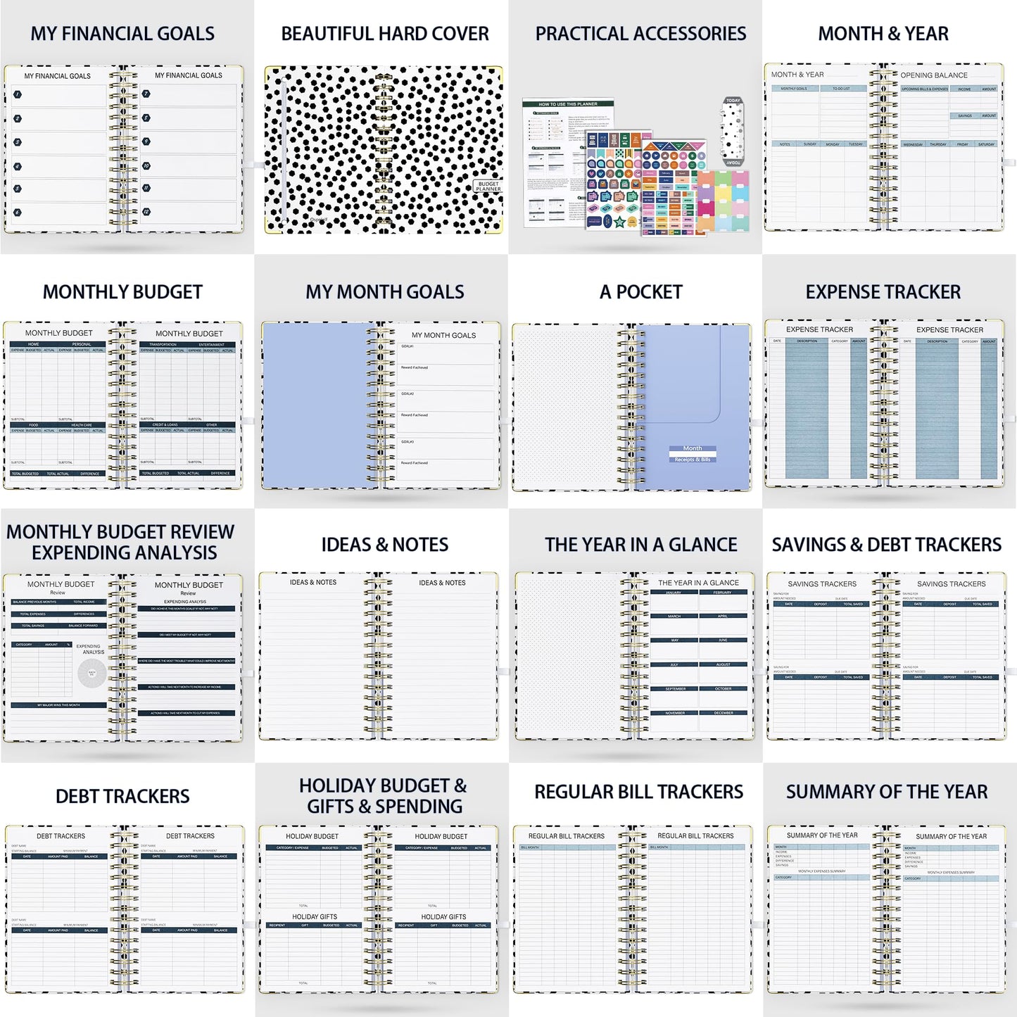 Ospelelf Budget Planner - Budget Book with Bill Organizer and Expense Tracker, 12 Month undated Budget Planner/Account Book to Take Control of Your Money, Start Anytime(Polka dots)