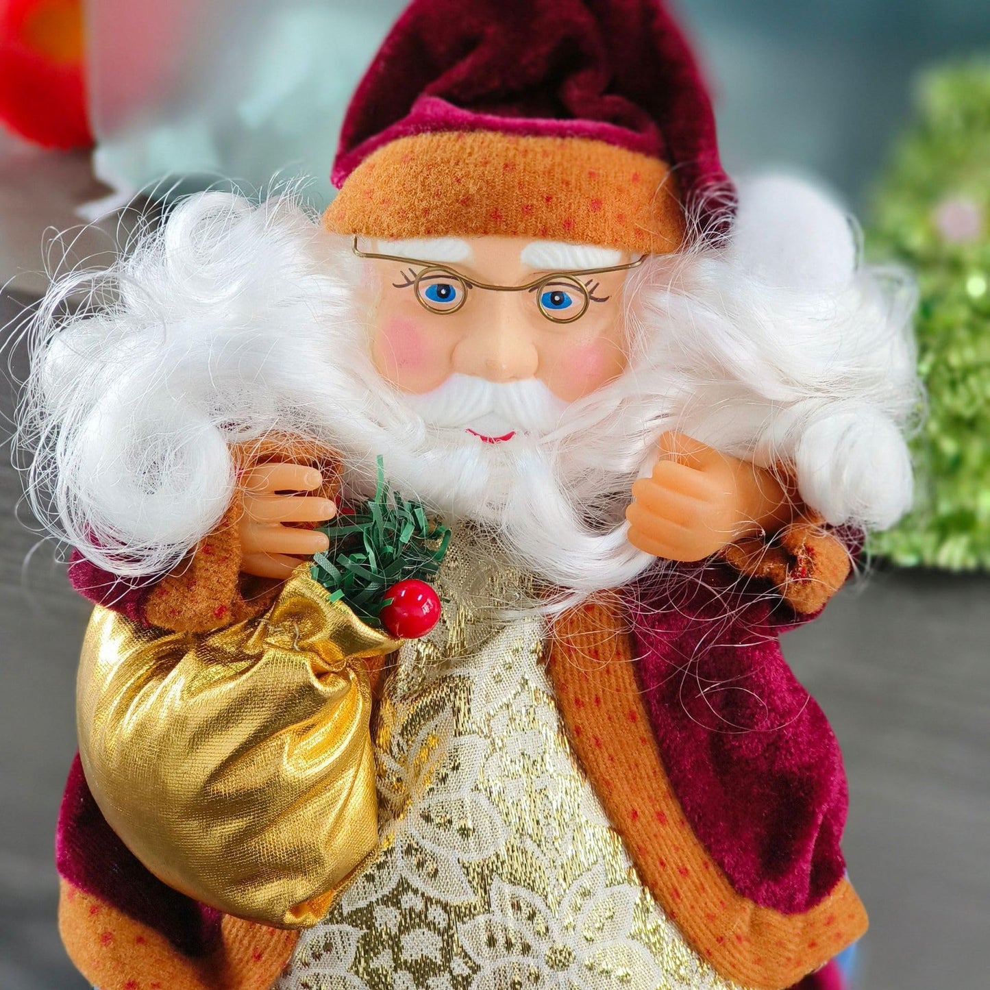 ITODA Christmas Plush Decor Dolls Sitting Shelf Santa Claus Figurine Holiday Xmas Party Flexible Ornaments Stuffed Decor for Home Office Table