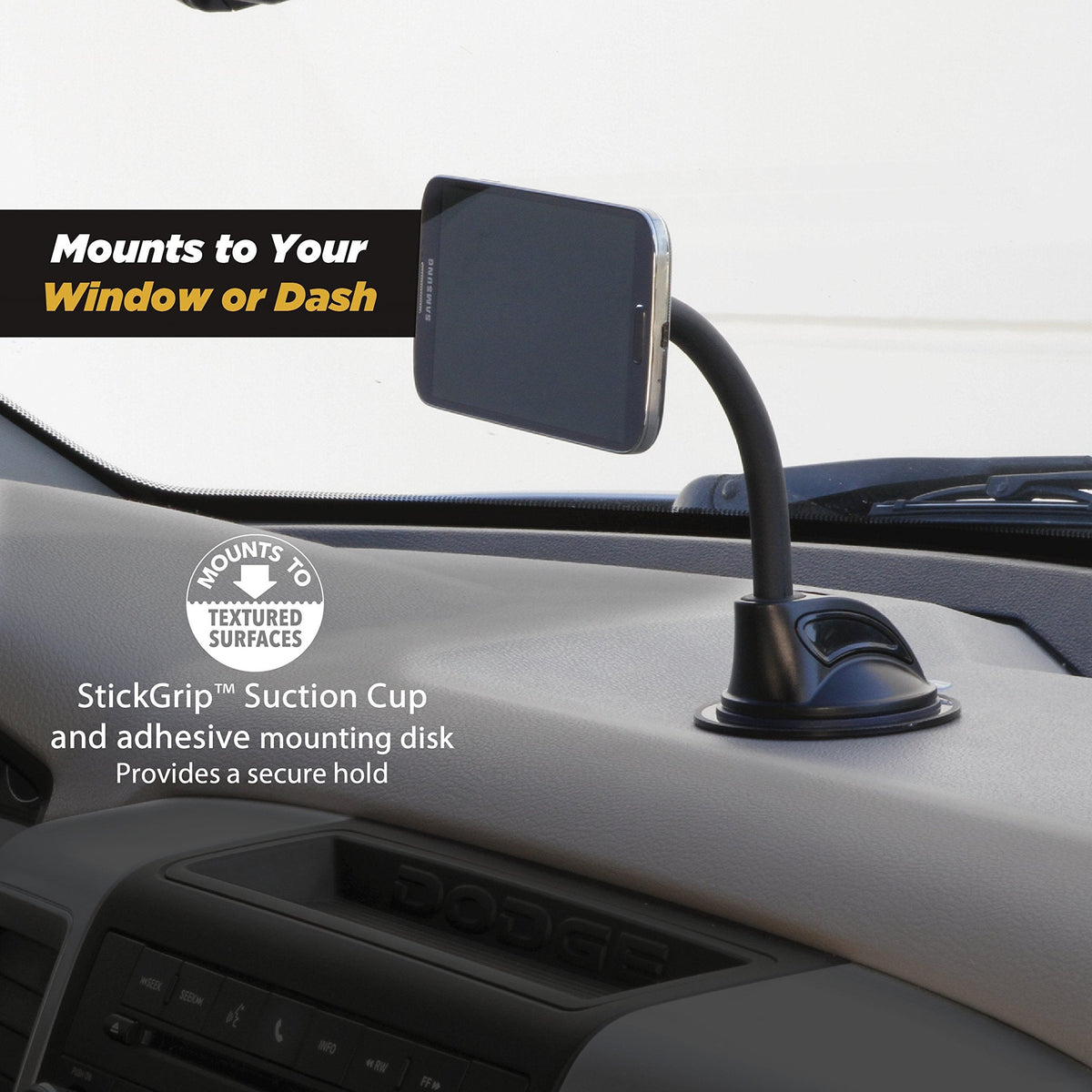 Scosche MAGWDM MagicMount Magnetic Car Phone Holder - Strong Magnet Mount for iPhone and Android - Secure Magnetic Cell Phone Mount for Window/Dash - Universal 360° Adjustable Mobile Cellphone Holder