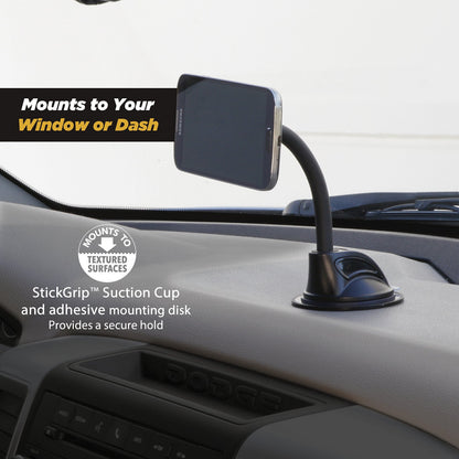 Scosche MAGWDM MagicMount Magnetic Car Phone Holder - Strong Magnet Mount for iPhone and Android - Secure Magnetic Cell Phone Mount for Window/Dash - Universal 360° Adjustable Mobile Cellphone Holder