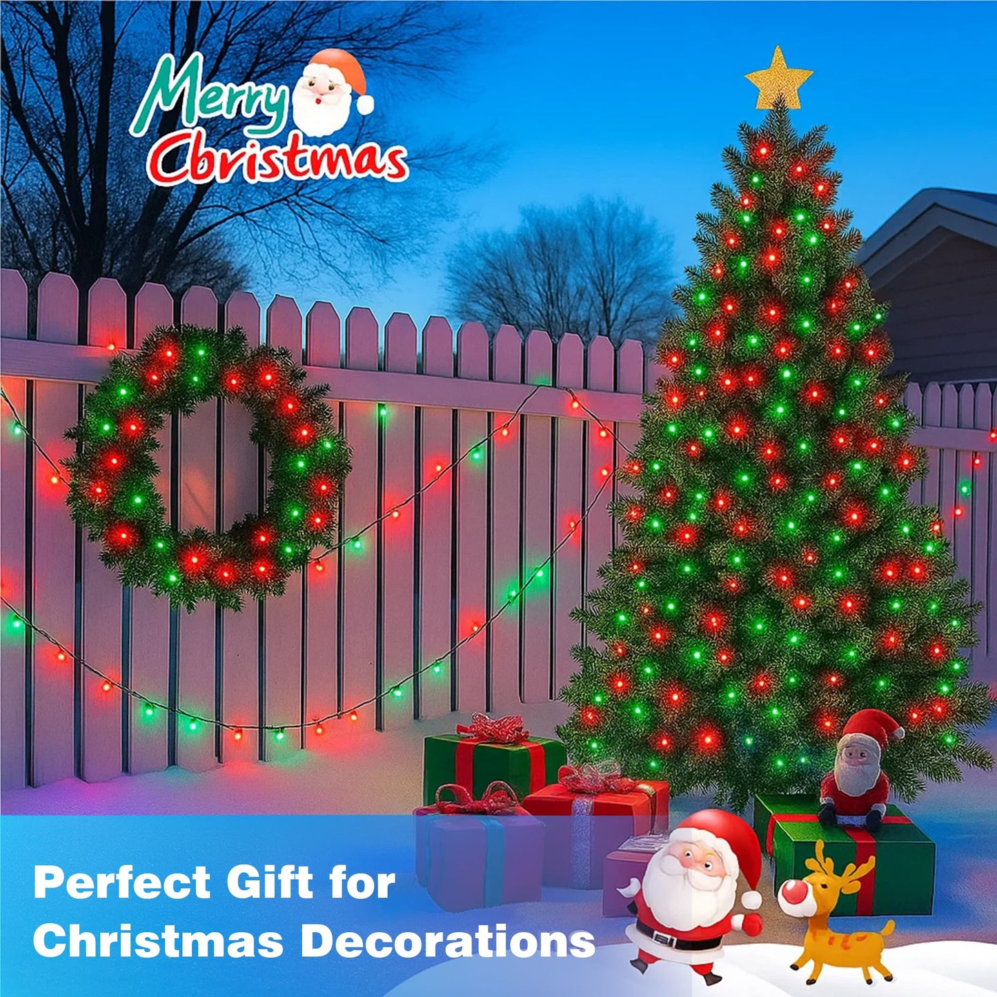 Domolli Christmas Lights 500LED 164FT, Waterproof Christmas Tree Lights with 8 Modes, Remote Control 3 Timers & Memory Function Xmas Decorations for House and Holiday (Red and Green)