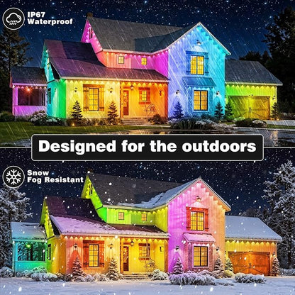 LITSOUL 100FT Permanent Outdoor Lights for House Waterproof, Smart RGB Eave LED Lighting with 16 Million Colors, IP67 Outdoor Strip Lights for Christmas Halloween Holiday Daily Decorations (100FT)