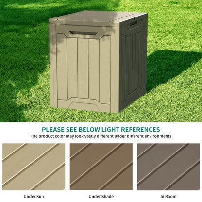 YITAHOME 31 Gallon Outdoor Storage Deck Box, Waterproof Resin Package Delivery and Storage Box with Lockable Lid for Patio Furniture Cushions, Pool Accessories, Garden Tools, Taupe