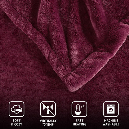 Beautyrest Heated Electric Blanket for Cold Weather, Fast Heating Heated Blanket, Auto Shut Off, Virtually Zero EMF, Multi Heat Setting, UL Certified, Sapphire Queen (90 inx84 in)