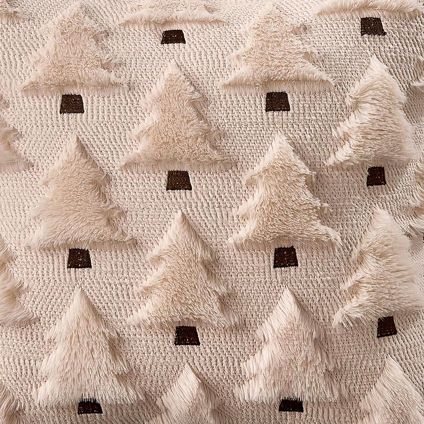 HDVUHKI Christmas Throw Pillow Covers 18x18 inch Set of 4, Beige Xmas Tree Holiday Winter Living Room Soft Fluffy Plush Faux Fur Wool Decorations for Sofa Couch Bed