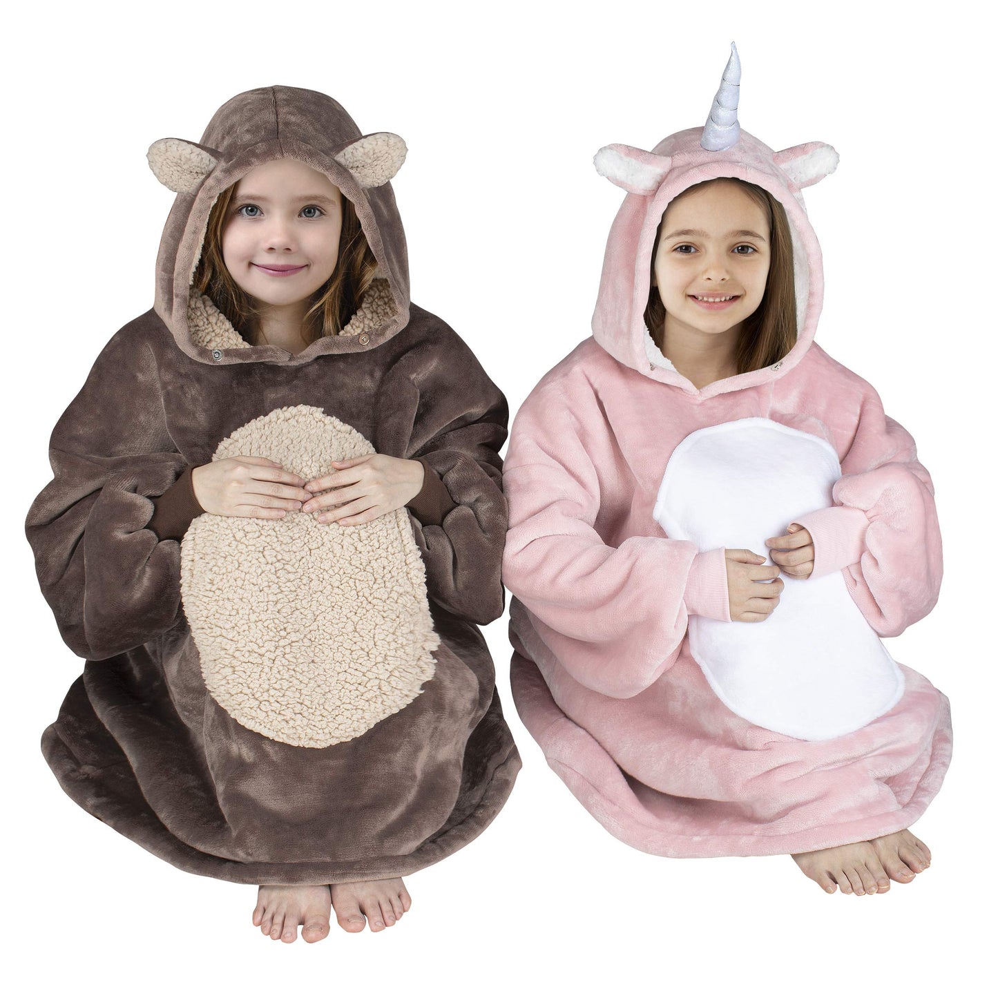 Catalonia Unicorn Wearable Hoodie Blanket Sweatshirt, Oversized Comfortable Hooded Pullover Jacket for 7-16 yr Teens Youth Kids, Gift Idea