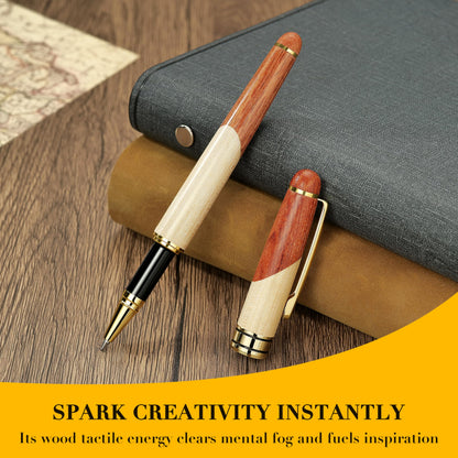 BEILUNER Luxury Wood Ballpoint Pen Writing Set,Maple-Elegant Fancy Nice Gift Pen Set for Signature Calligraphy Office Fancy Nice Supplies - Christmas Gift Boxed with Extra Refills (Black)