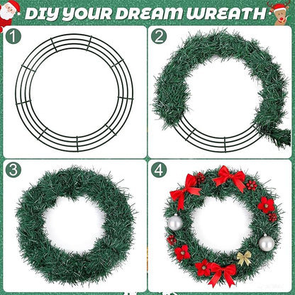 Fovths 12 Pieces Metal Christmas Wire Wreath Frame 18 Inch Green Wreath Ring with Floral Wire Form Front Door Garland Frame for Christmas Wedding Home DIY Crafts Supplies
