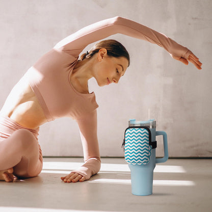 Water Cup Bottle Pouch Accessory | Compatible with Stanley Tumbler| Great for Workouts, Gym, Running, Walking, Sports| Keeps Cards, Keys, and Earphones Safe| Fun and Cute Designs (Volleyball)