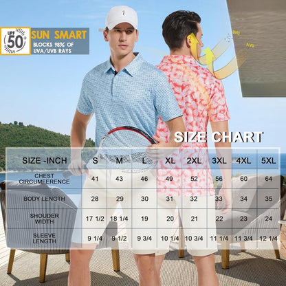 Men's Golf Shirt - Moisture-Wicking Dry Fit Performance Polo | Short Sleeve, Stylish Print