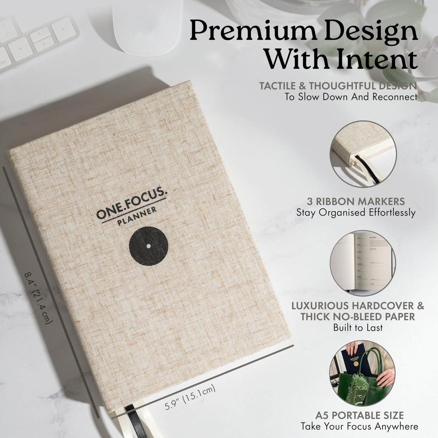 Daily Focus Planner: 90-Day Undated Goal Journal, Vision Mapping, Prioritize To-Do Lists, Wellness, Monthly, Weekly, Daily Goal Setting, Gratitude, Habit Tracking, Gift for Men and Women with ADHD, Neurodivergent Adults, 2026 Productivity, A5, Linen