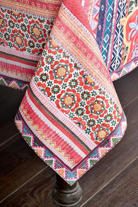 Maison d' Hermine Table Cloth Rectangle Table 100% Cotton 70 x 140 Inches Fall Tablecloth Reusable Everyday Use for Thanksgiving Christmas Decorations Dining Farmhouse Party (Ispahan)