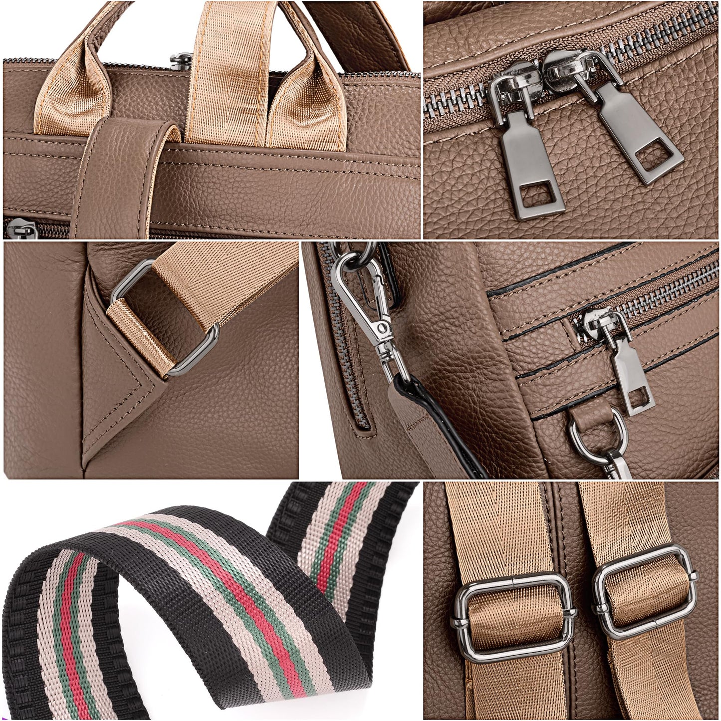 YALUXE Genuine Leather Backpack Purse for Women Fashion Daypack with Multiple Pockets
