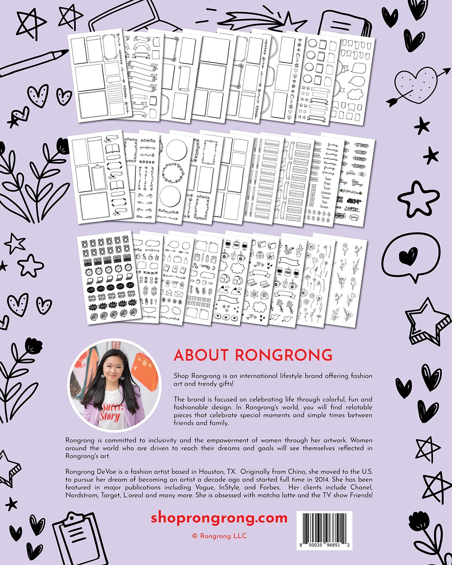 Rongrong Bullet Journal Sticker Book for Planners, Calendars, Journals and Projects – Premium Quality Hand Drawn Perfect for Adding Flair to Your Bullet Journal – Scrapbook Accessories – 24 Pages
