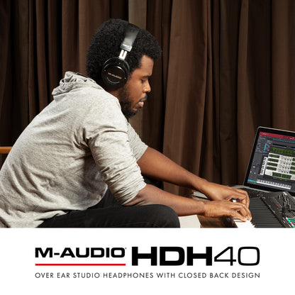 M-AUDIO HDH40 - Over Ear Studio Headphones with Closed Back Design, Flexible Headband and 2.7m Cable for Studio Monitoring, Podcasting and Recording