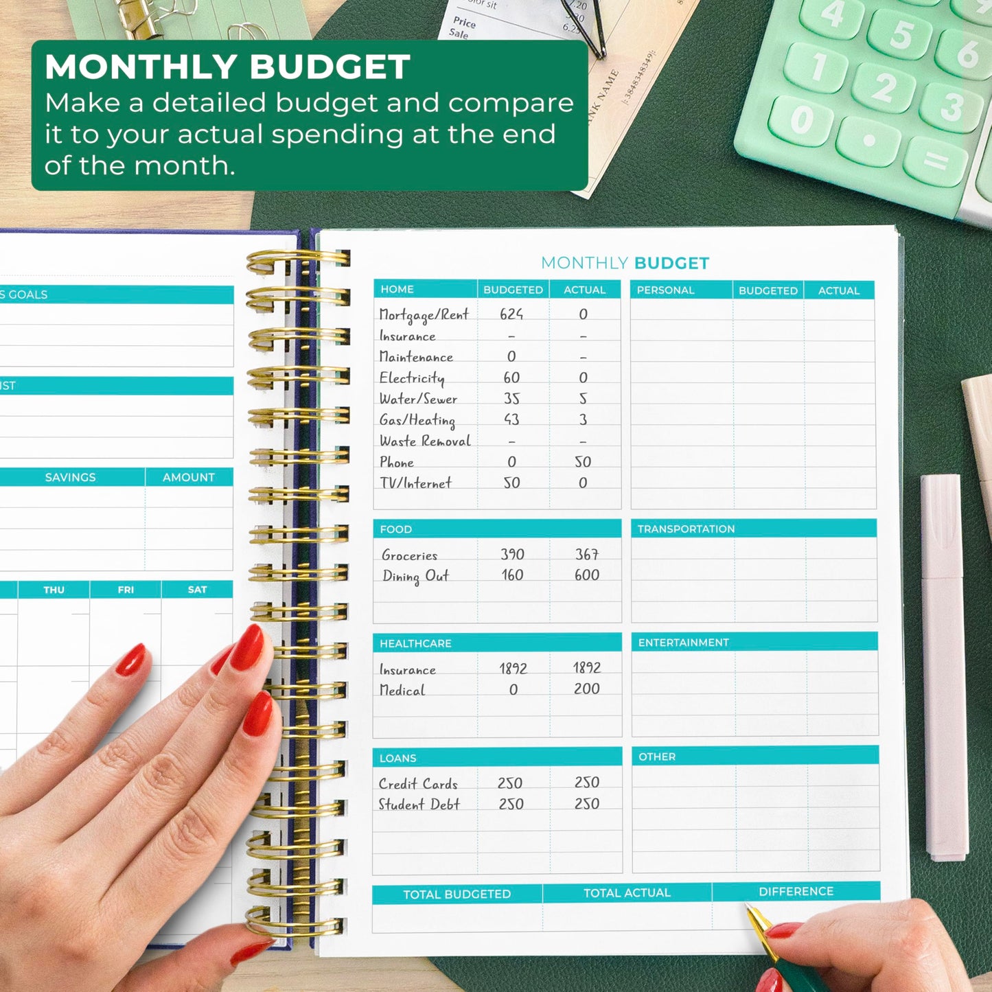 Clever Fox Budget Planner & Monthly Bill Organizer With Pockets. Expense Tracker, Budgeting Journal & Financial Book. Large, 8x9.5" (Dark Blue)