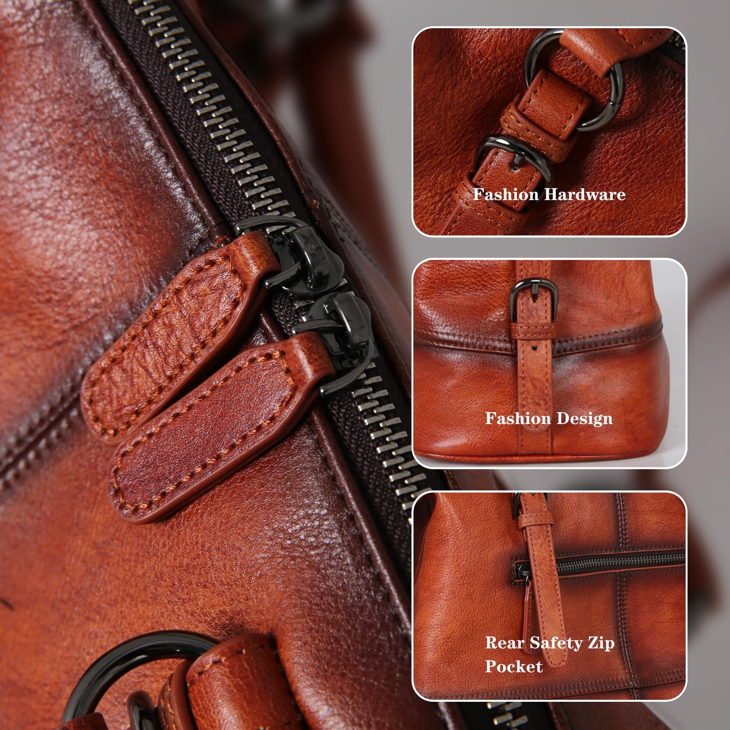 HESHE Brown Leather Purses and Handbags Tote Bags Top Handle Handbags Shoulder Purse for Women Ladies Satchel Bags (Brown)