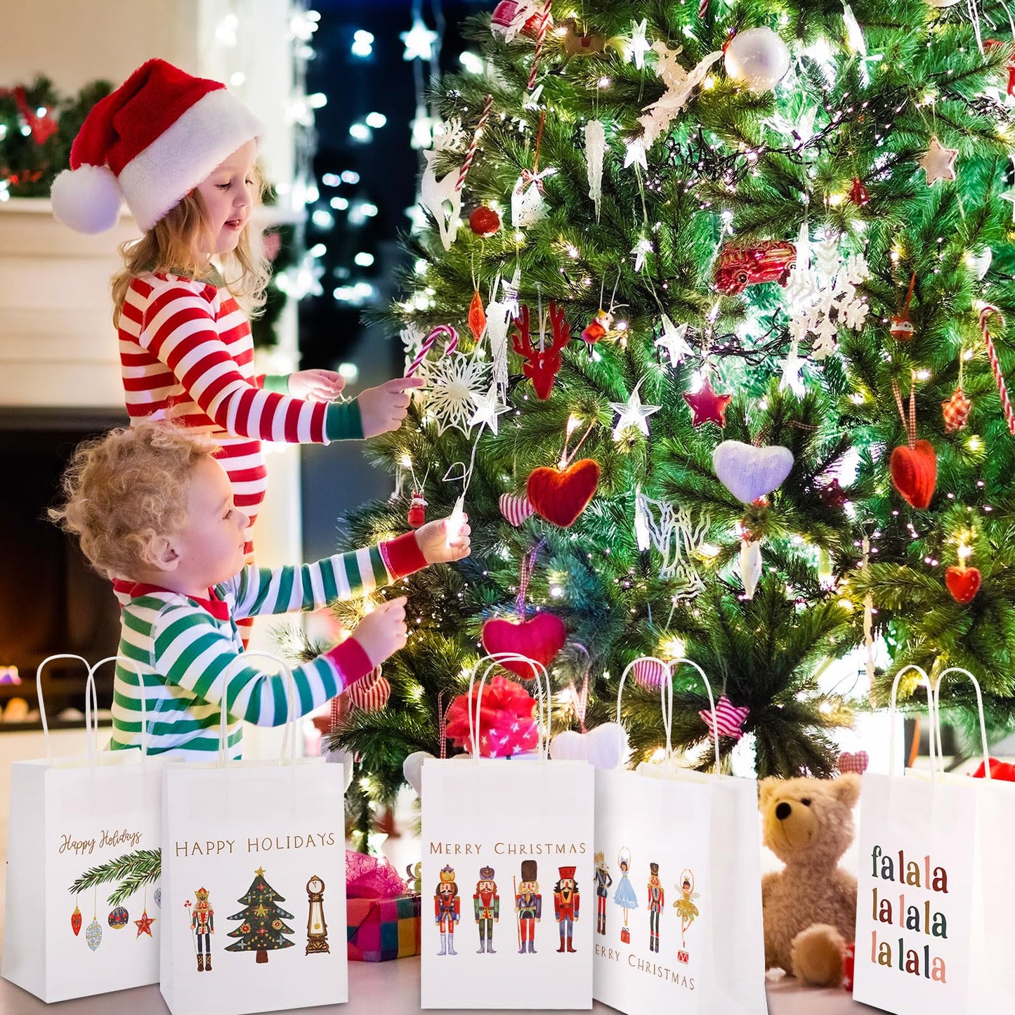 AnyDesign 18Pcs Nutcracker Gift Bags with Handle Watercolor Nutcracker Paper Bag Christmas Paper Gift Bags Xmas Treat Candy Goodie Bag for Xmas Party Favor Wedding Birthday, 5.9 x 8.3 x 3.1 Inch