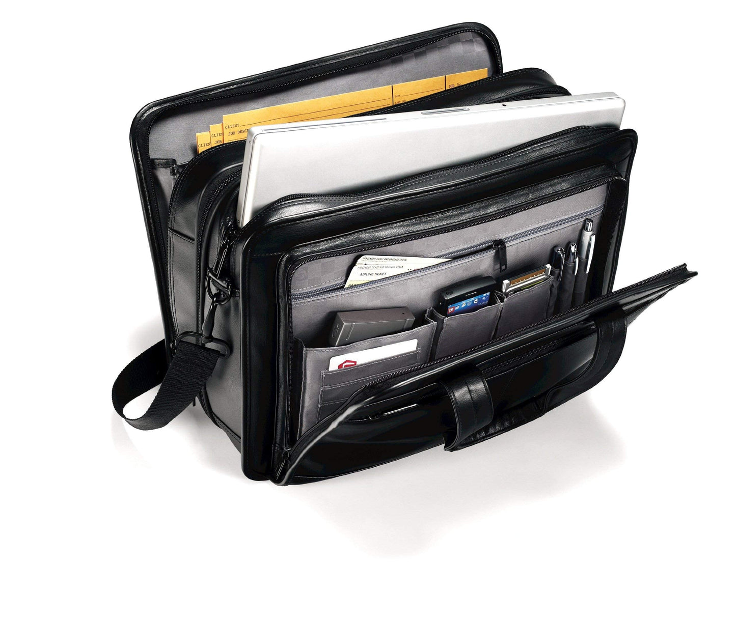 Samsonite Leather Expandable Briefcase, Black, One Size