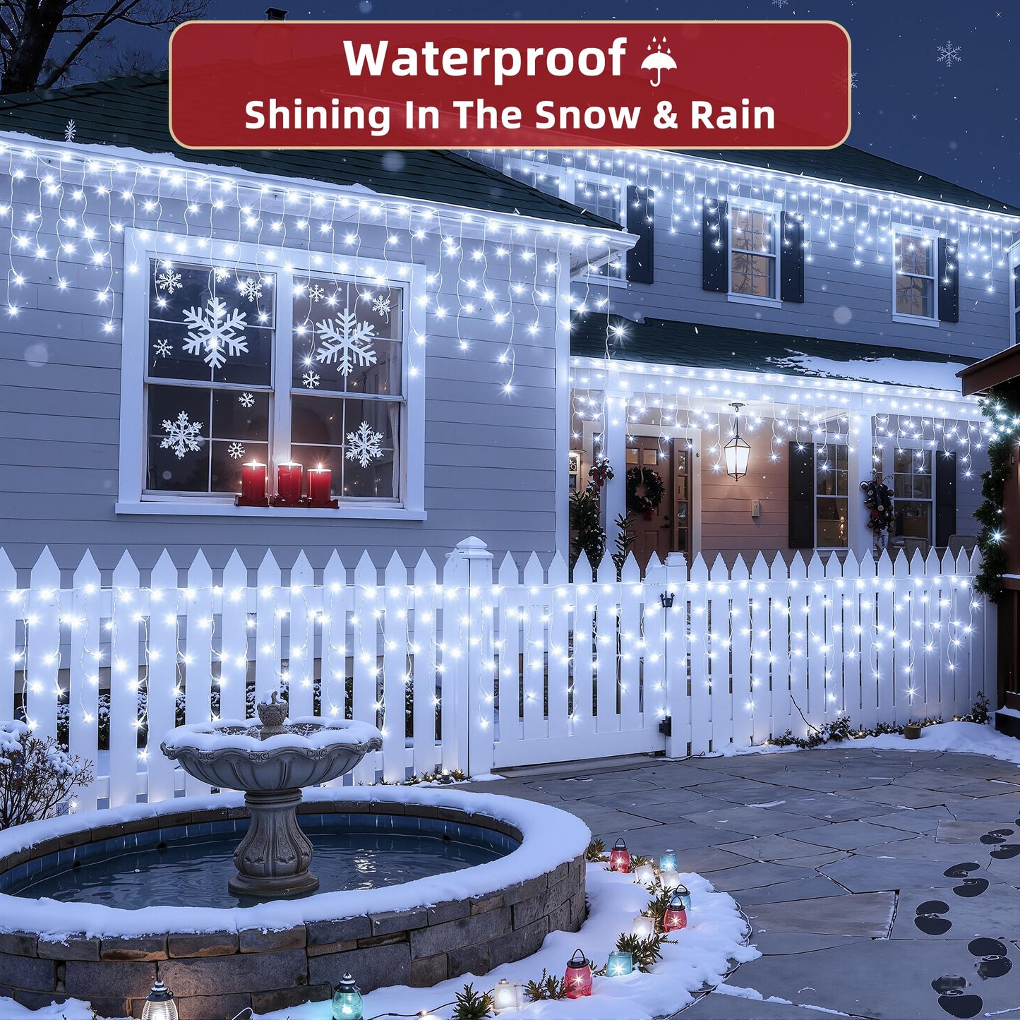 670 LED 66ft Christmas Lights with 148 Drops, 12 Lighting Modes Cool White Christmas Decoration Twinkling Lights Dimmable, Timer Outdoor Waterproof Fairy Lights for Indoor Garden House Eaves Roof