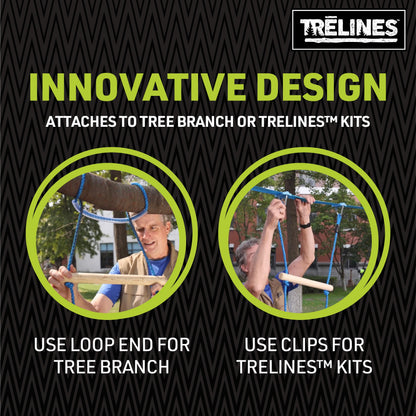 Trelines 7 ft. Wooden Climbing Rope Ladder - Kids Ninja Warrior Obstacle Course Accessory - Perfect for Enhancing a Ninja Slackline, Tree Branch, Swing Set Kit - Tree Play Equipment - Ages 5+ 250 lbs.