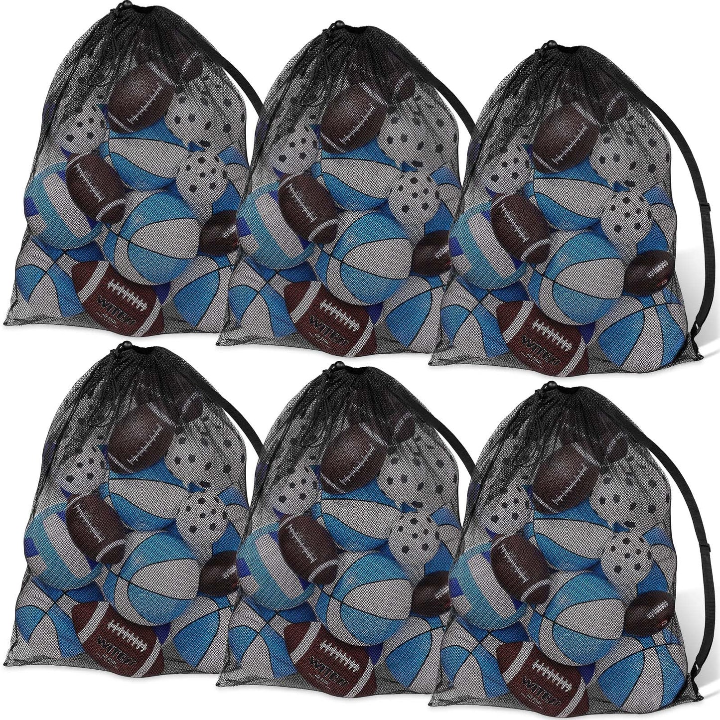 Shappy 4 Pack Extra Large Sports Ball Bag 30 x 40 Inches Mesh Soccer Basketball Bags Large Mesh Pouch with Adjustable Shoulder Strap for Football Volleyball Gym Sports Equipment