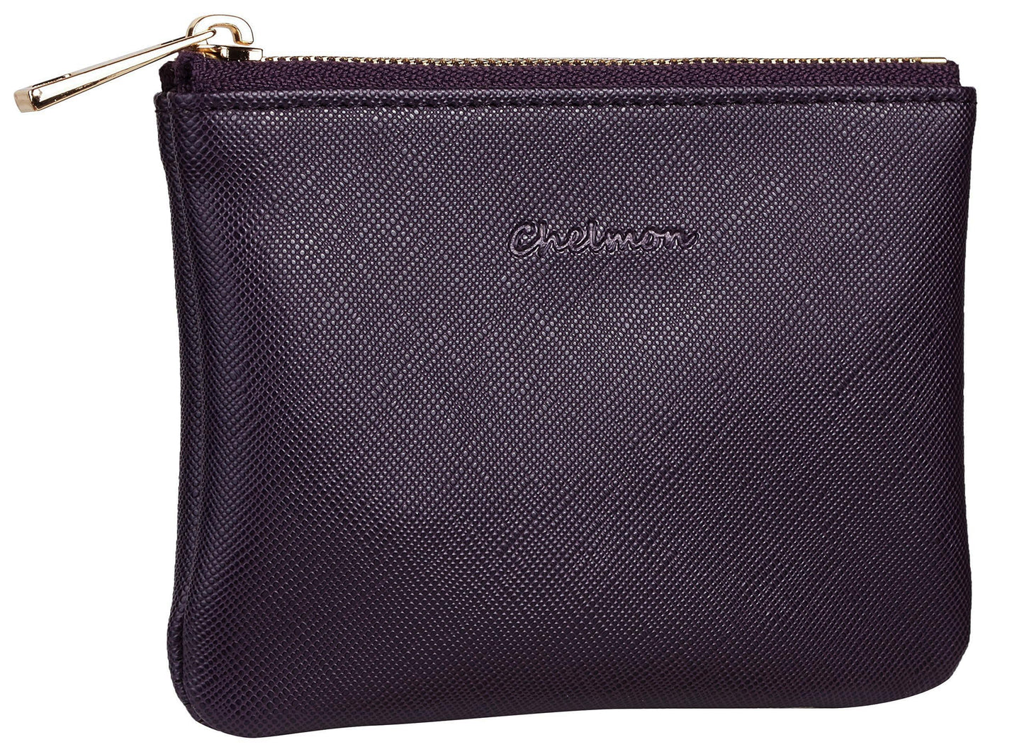 Chelmon Vegan Leather Coin Purse Pouch Change Purse With Zipper For Men Women (CH Steel Purple)