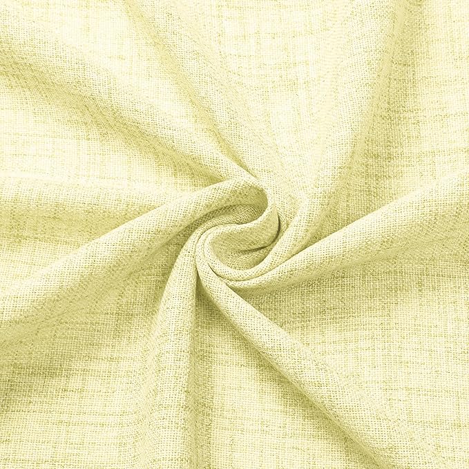Tollpiz Linen Curtain Living Room Rod Pocket Semi Sheer Curtains Burlap Light Filtering Thick Linen Drape for Bedroom, 54 x 72 inches Long, Cream Yellow, Set of 2 Panels