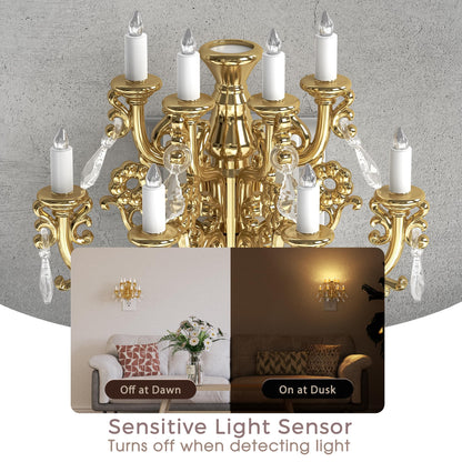 Briignite Flameless Candle Night Lights, Amber Plug-in 2 Pack, LED Candle with Light Sensor, 0-100LM Dimmable, Kids Hallway Bathroom Nightlight