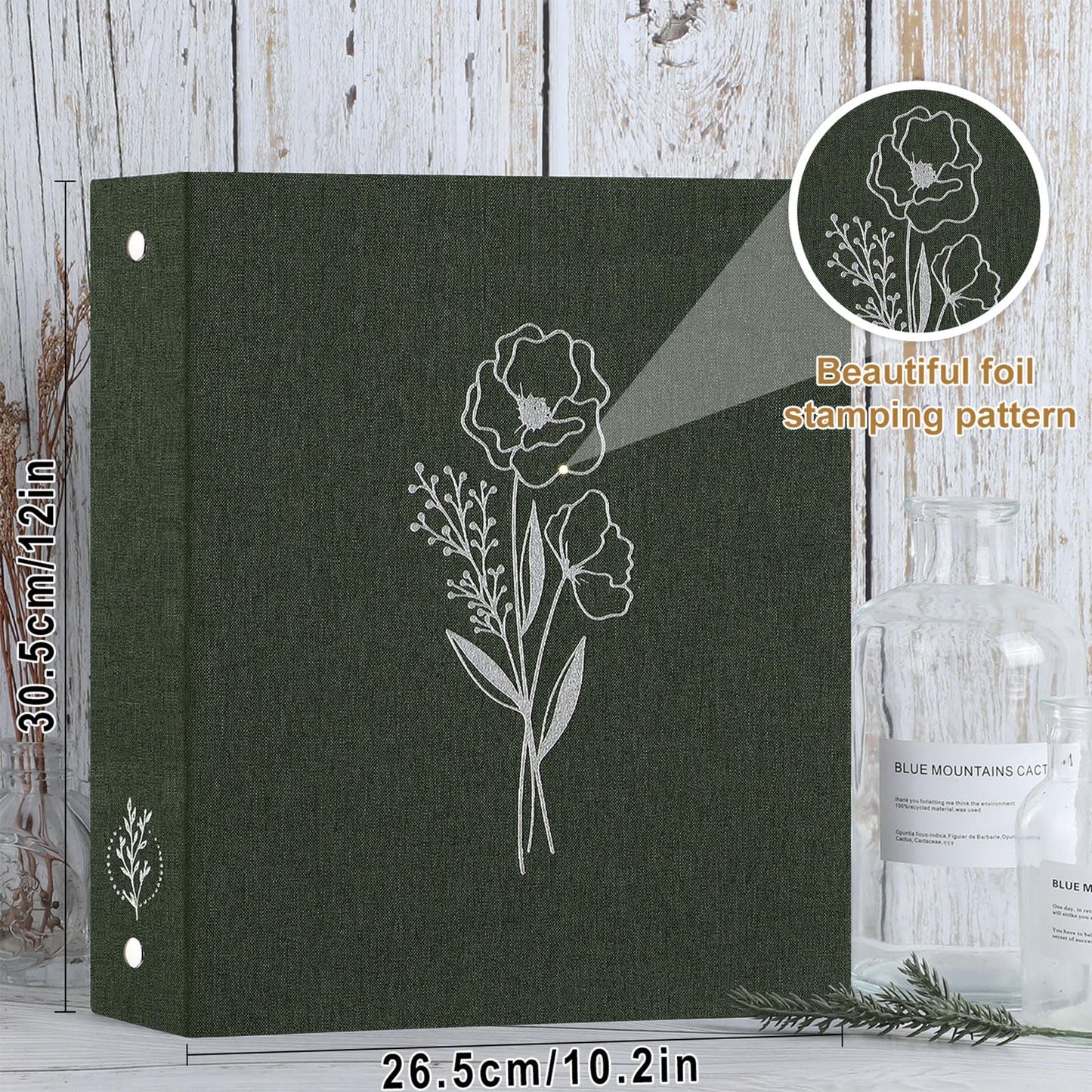 Lanpn Aesthetic Letter Size A4 3 Ring Binder 2 Packs, Linen Hardcover 1 inch Round Rings Folder Holder Planner Fits 8.5" x 11" Paper for Office School Journaling Collections (Green)