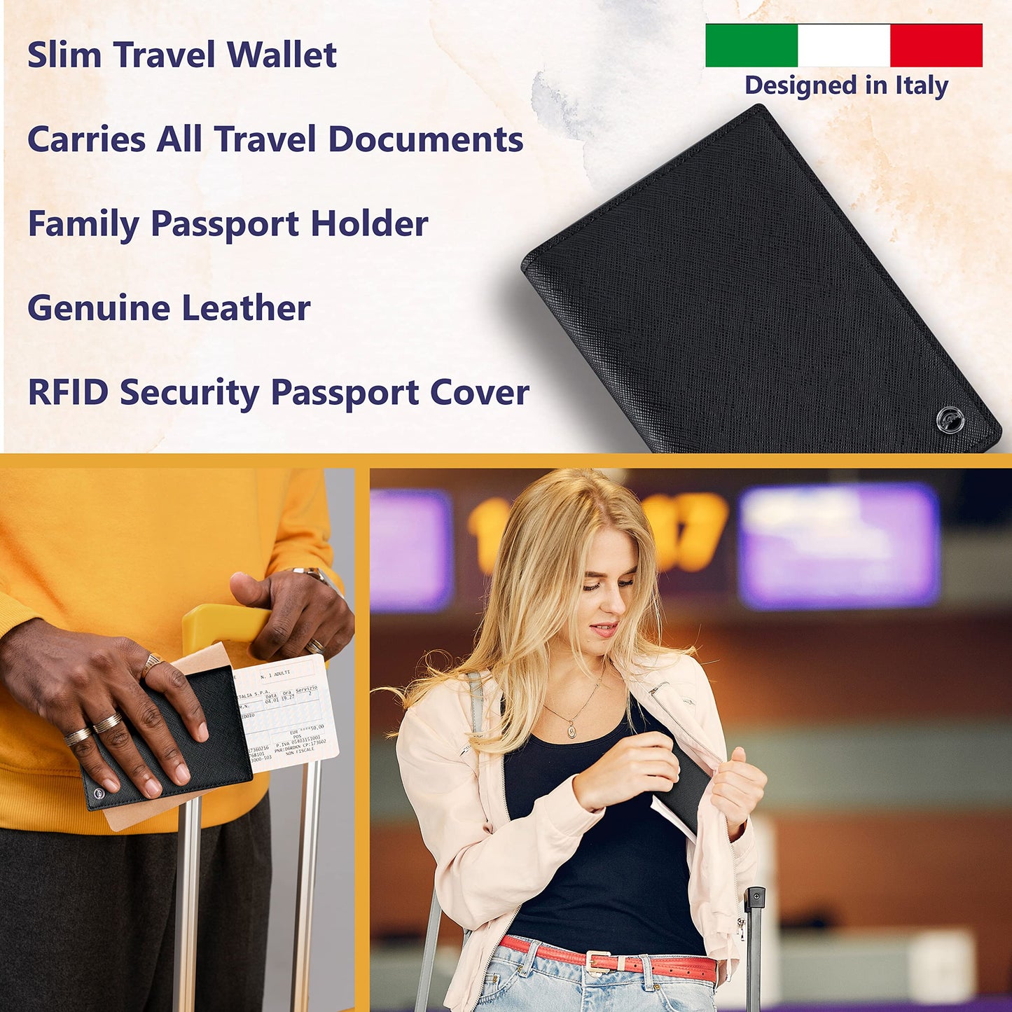 Snazzy Hawk 2 Passport Holder - Travel Essentials, RFID Blocking Wallet Credit Card Organiser, Plain Accessories Slim Cover For Men Women… (Black)