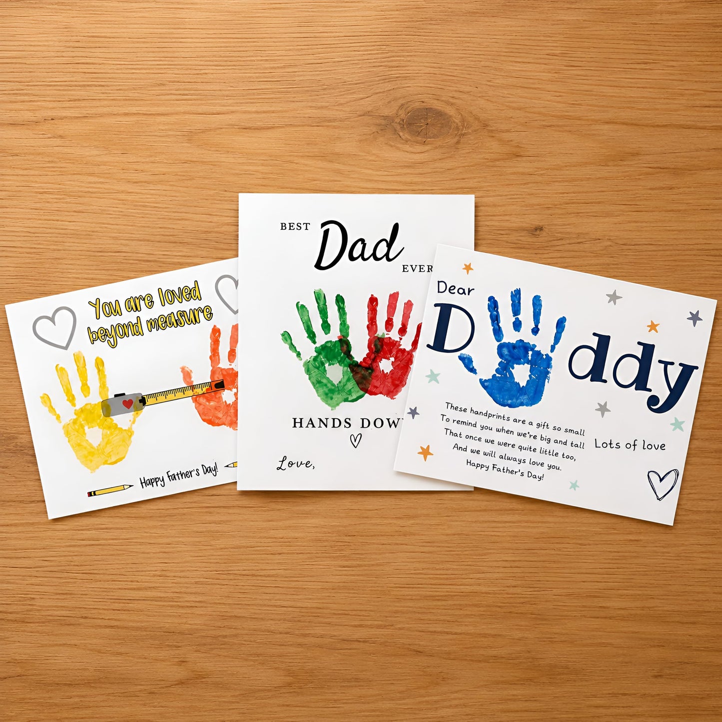 Father’s Day Crafts for Kids – Family Handprint Kit, Best Dad Ever Hands Down Gifts from Kids, Create Keepsake Dad Will Cherish Forever, DIY Art Activity for Toddlers, Set of 3 Personalized Present