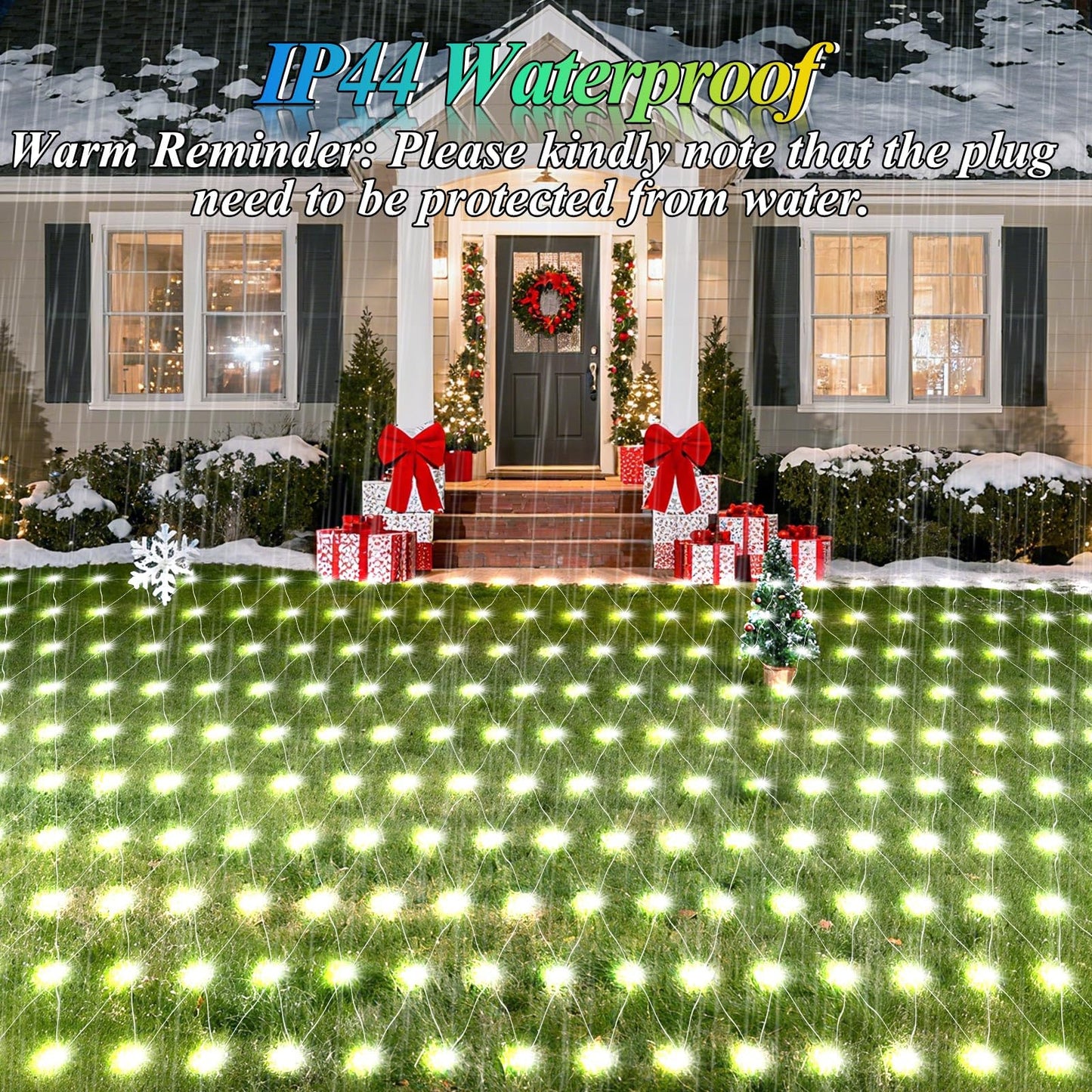 Lovelite 10ft x 10ft Net Lights, 280LED Gazebo Lights Outdoor 8 Modes Timer, Waterproof Connectable Christmas Light Clear Wire Large Size for Bushes Patio Pergolas Garden Holiday Party - Cool White