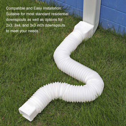 plusgutter White-2pack Rain Gutter Downspout Extensions Flexible, Drain Downspout Extender,Down Spout Drain Extender, Gutter Connector Rainwater Drainage,Extendable from 21 to 68 Inches