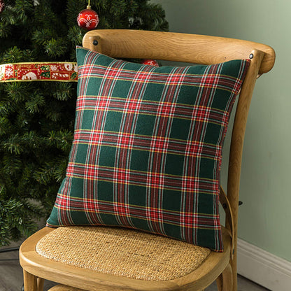 AQOTHES Pack of 2 Christmas Plaid Decorative Throw Pillow Covers Scottish Tartan Cushion Case for Farmhouse Home Holiday Decor Red and Green, 20 x 20 Inches