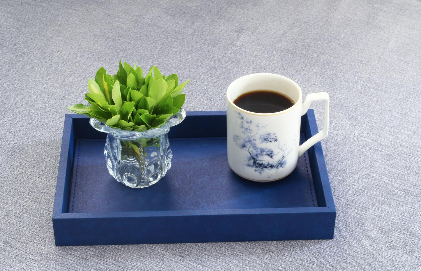 MOENA Faux Leather Tray – Elegant & Versatile Organizer for Home, Office, and Yacht (Matte Cobalt Blue, Small)