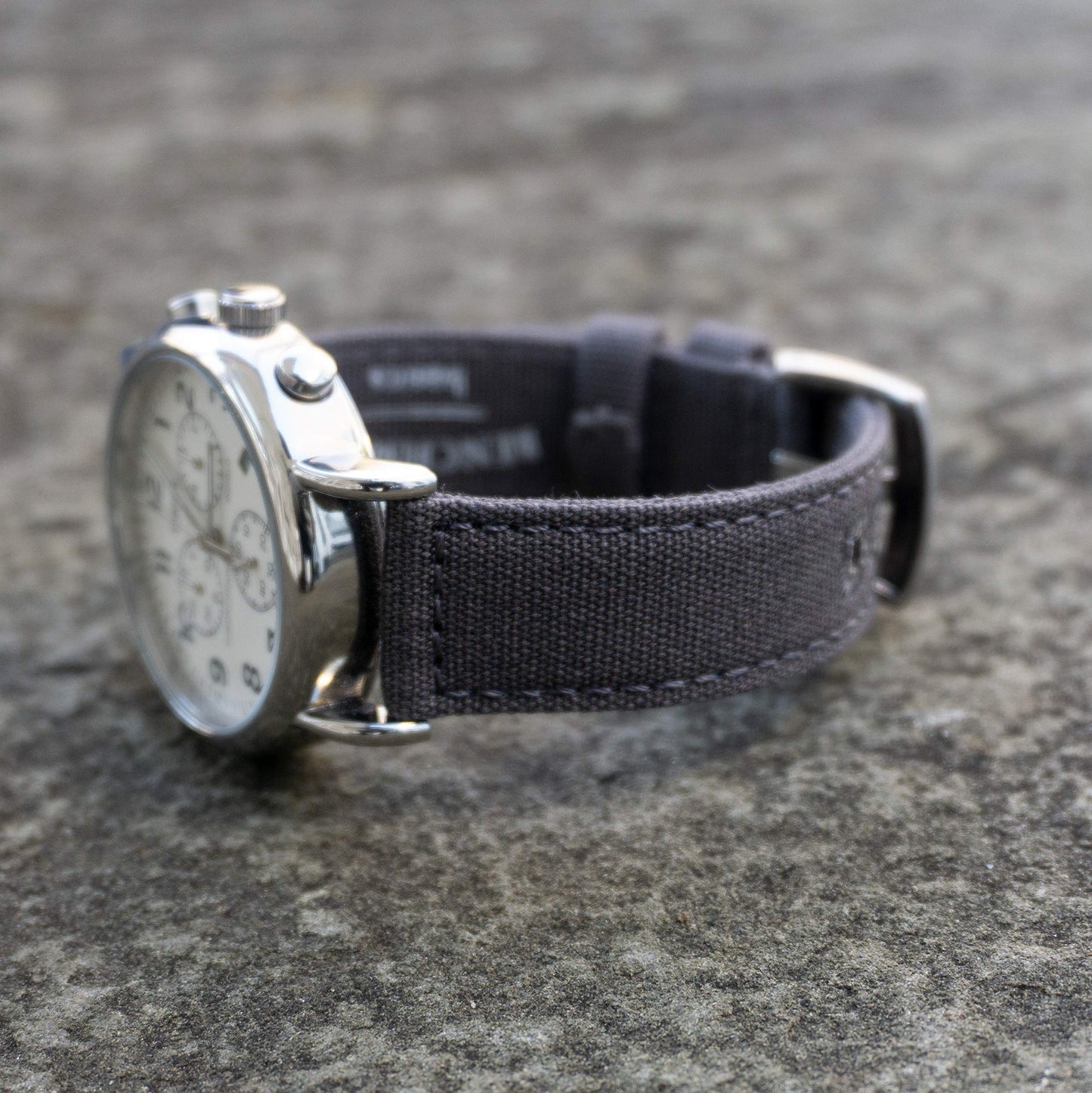 Benchmark Canvas Watch Band - Quick Release Cotton Fabric Watch Straps for Men & Women (20mm, Grey)