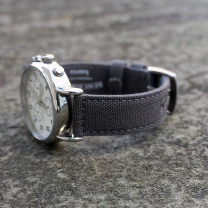 Benchmark Canvas Watch Band - Quick Release Cotton Fabric Watch Straps for Men & Women (20mm, Grey)