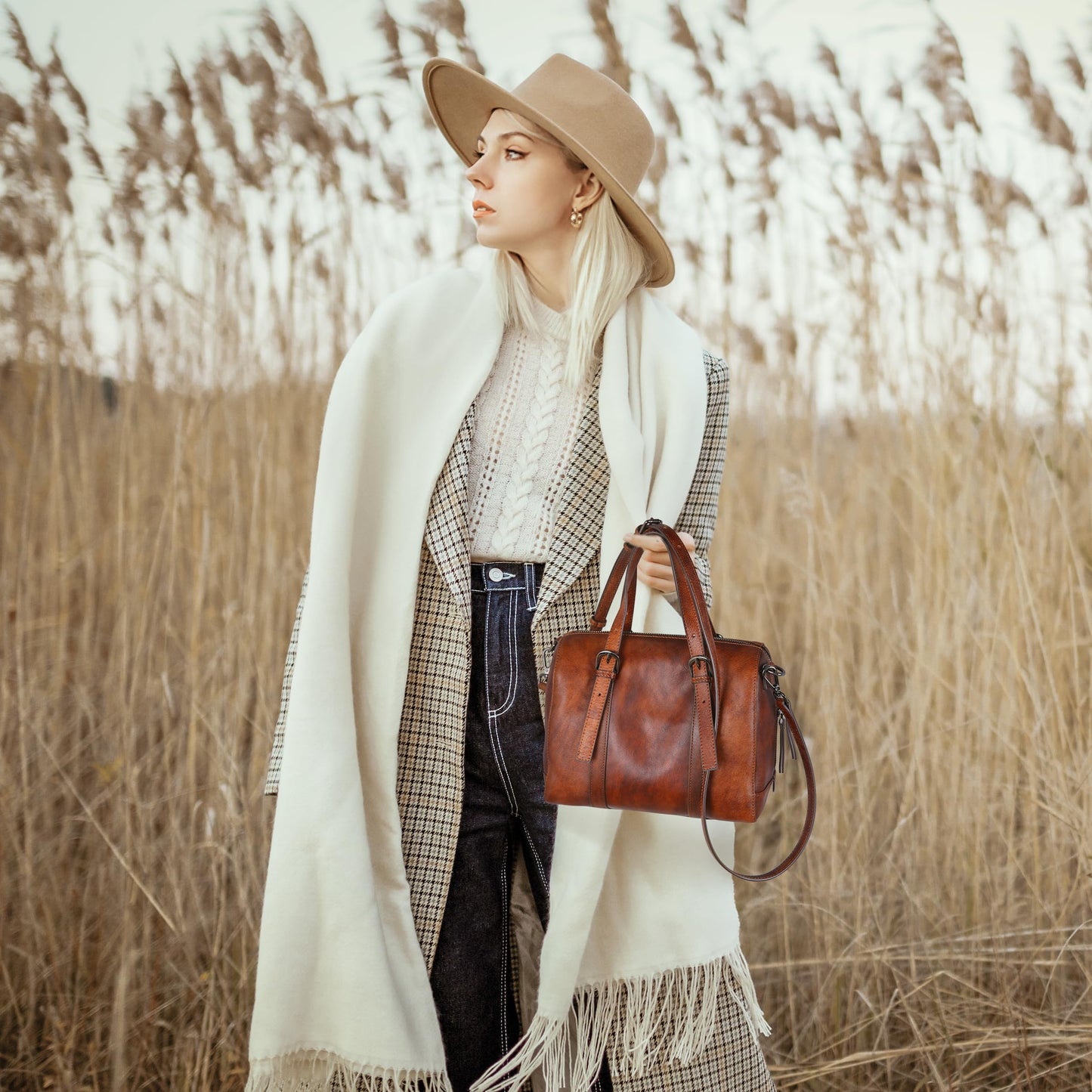 Iswee Leather Purses and Handbags Hobo Crossbody Bags for Women Vintage Purse Small Top Handle Bags Zipper Tote Bag(Coffee)