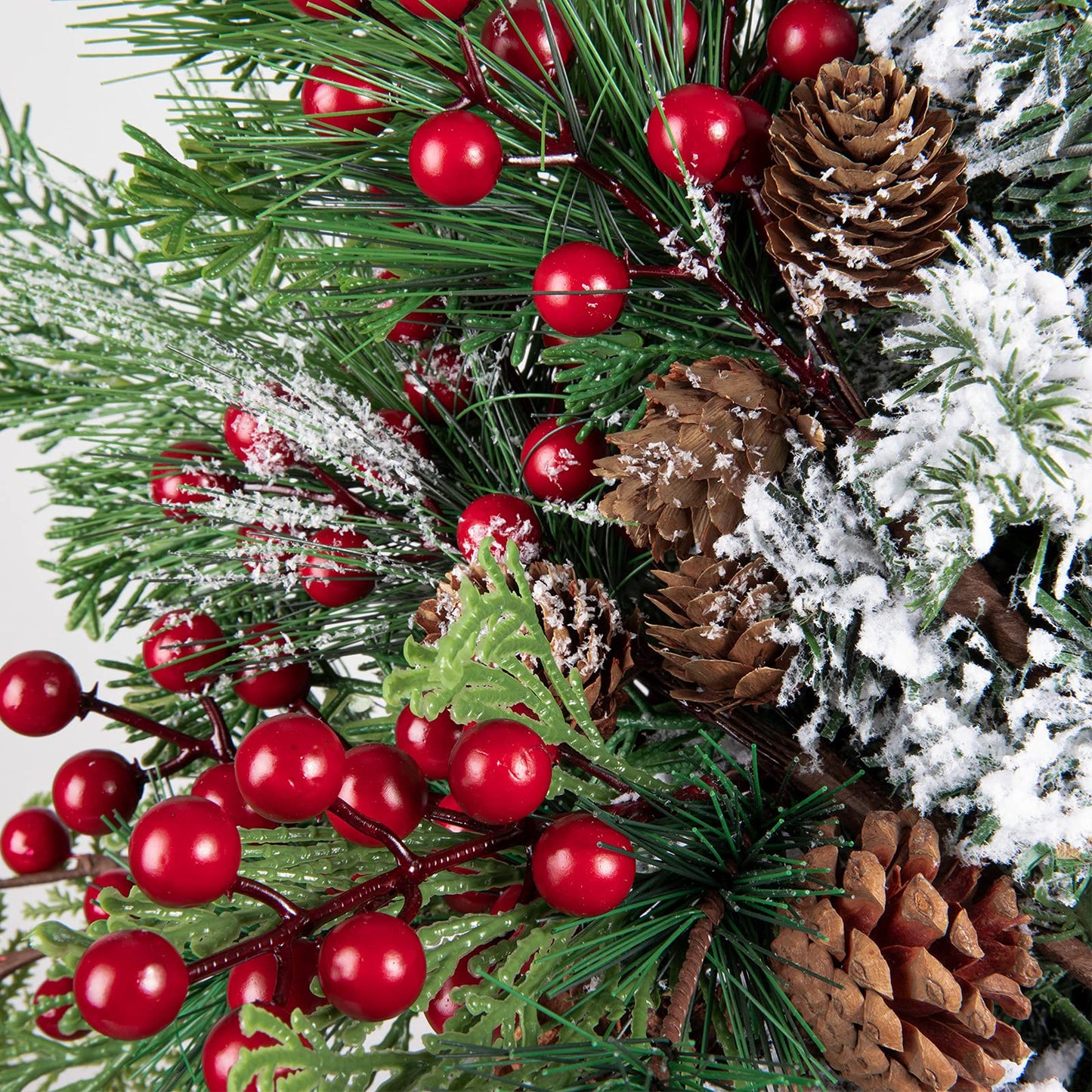 AnyDesign Artificial Christmas Picks Assorted Faux Pine Picks Red Berry Picks Stems Spray Twigs Evergreen Branches for DIY Holiday Art Gift Craft Garland Ornament Floral Arrangement Wreath (8 Pack)