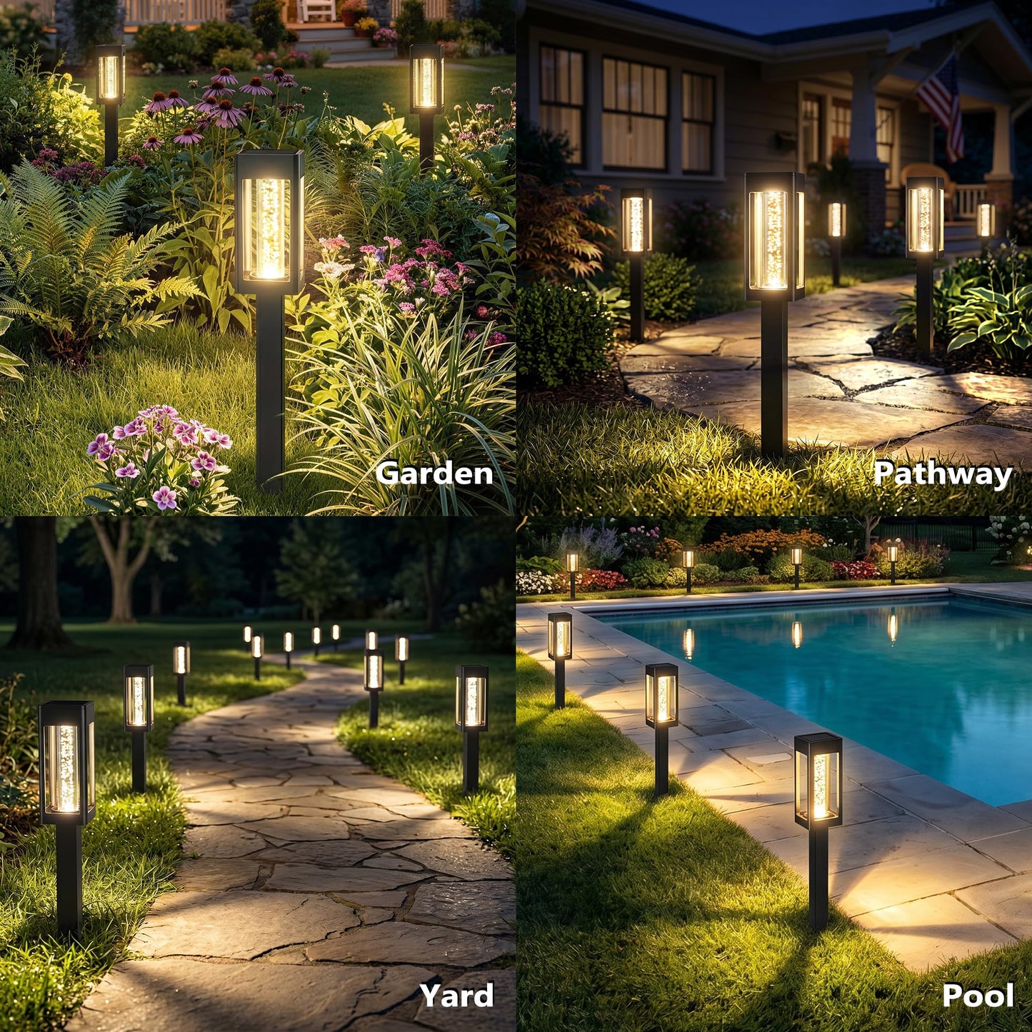 Brizled Solar Pathway Lights Outdoor, 6 Pack Bright Glowing Bubble LED Solar Lights Outdoor Garden Lighting, Waterproof Landscape Lighting for Outside Yard Path Lawn Walkway Driveway Decor, Warm White
