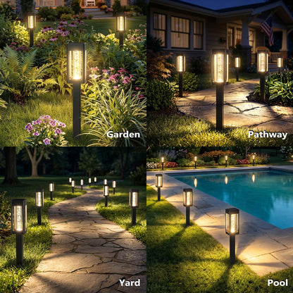 Brizled Solar Pathway Lights Outdoor, 6 Pack Bright Glowing Bubble LED Solar Lights Outdoor Garden Lighting, Waterproof Landscape Lighting for Outside Yard Path Lawn Walkway Driveway Decor, Warm White