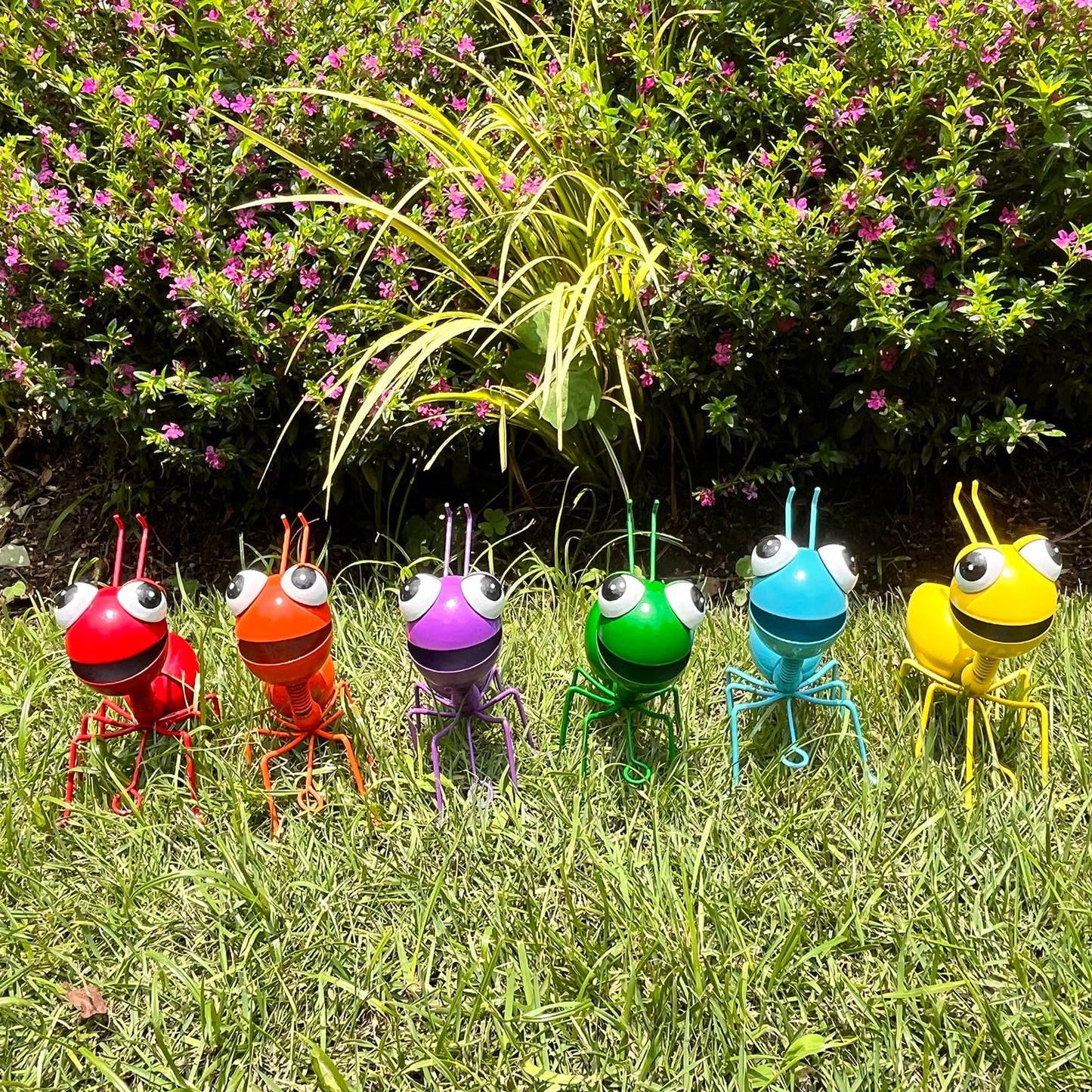 Cruis Cuka Metal Yard Art Garden Decor for Outside Cute Ants Yard Decorations Outdoor Lawn Ornaments Backyard Gifts for Mom - Set of 6