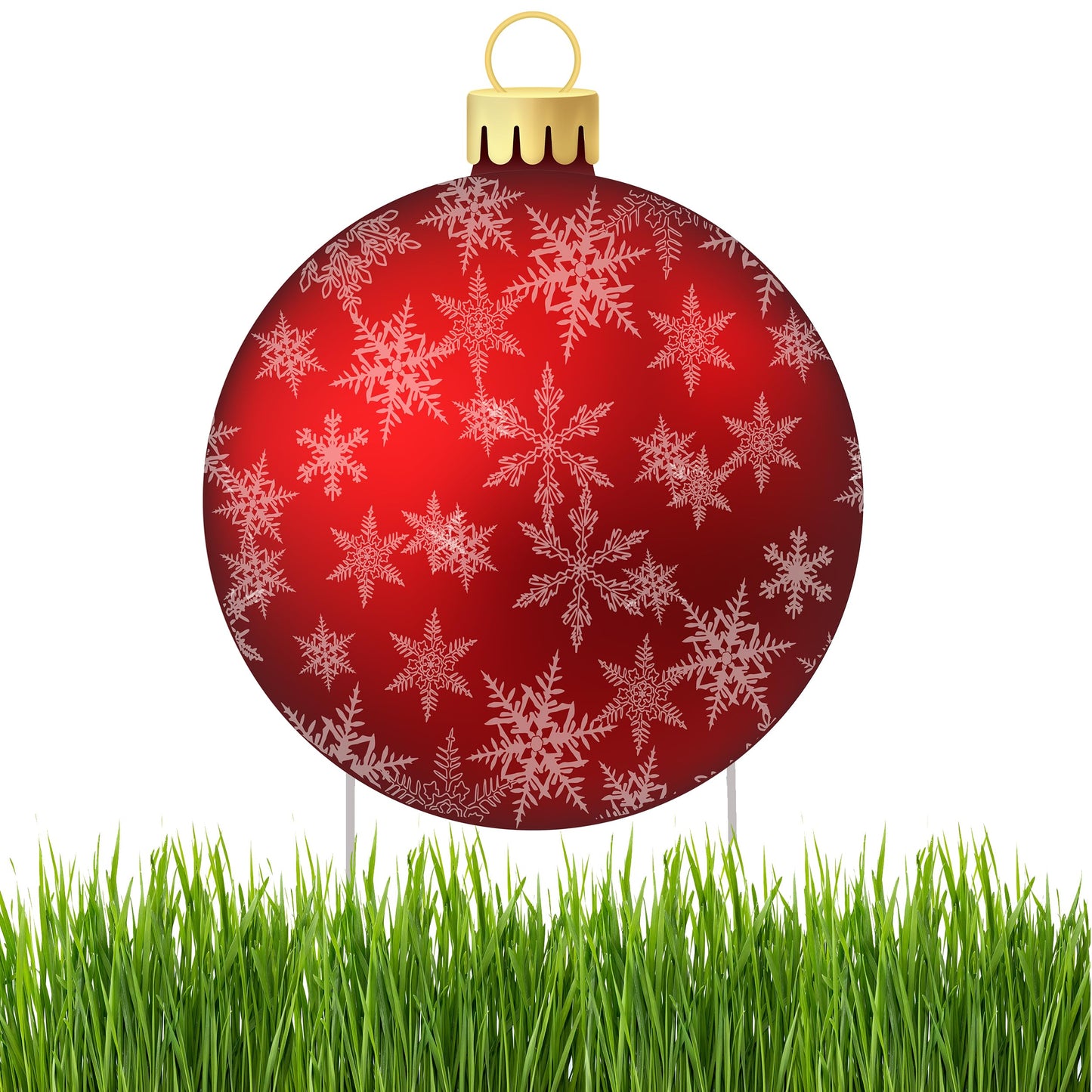 Rogue River Tactical Christmas Classic Yard Sign for Home Decor and Lawn Decoration With Stakes Red Ornament Snowflakes
