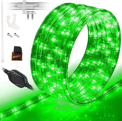 WYZworks 576LEDs 50ft LED Outside Rope Lights, Outdoor ETL Certified Waterproof Permanent 360 Degree Light Emitting, Flexible Tube, Connectable, Christmas Palm Tree Exterior Landscape, Green