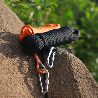WISEROOT 8mm Static Climbing Rope: Heavy Duty Outdoor Rock Climbing Rope for Arborist Tree Work, Rescue, Camping & Hiking, (10m/32ft, 20m/64ft, 30m/96ft) Orange/Black (Black, 32 Feet)